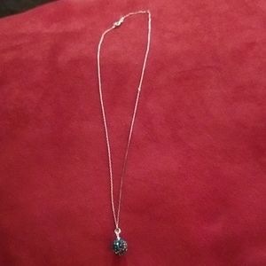 Silver necklace with multi color ball charm